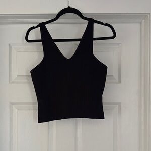 Elegant Black Ribbed Crop Top